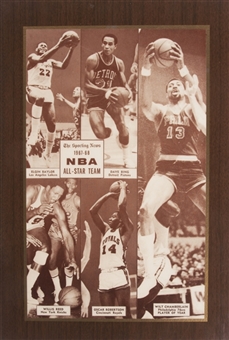 1967-68 The Sporting News NBA All-Star Team Plaque Featuring Baylor, Bing, Reed, Robertson & Chamberlain 